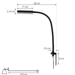 Lindby LED-læselampe Flexola, sort, kantet, stik