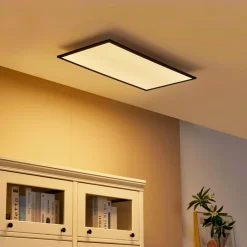 Lindby Arbejdsrum/Kontor>LED-panel Lamin, sort, 80 cm, CCT, dæmpbar, fjernbetjening