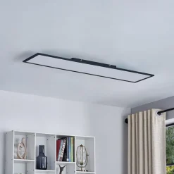Lindby LED-panel Lamin, sort, 120 cm, CCT, dæmpbar, fjernbetjening