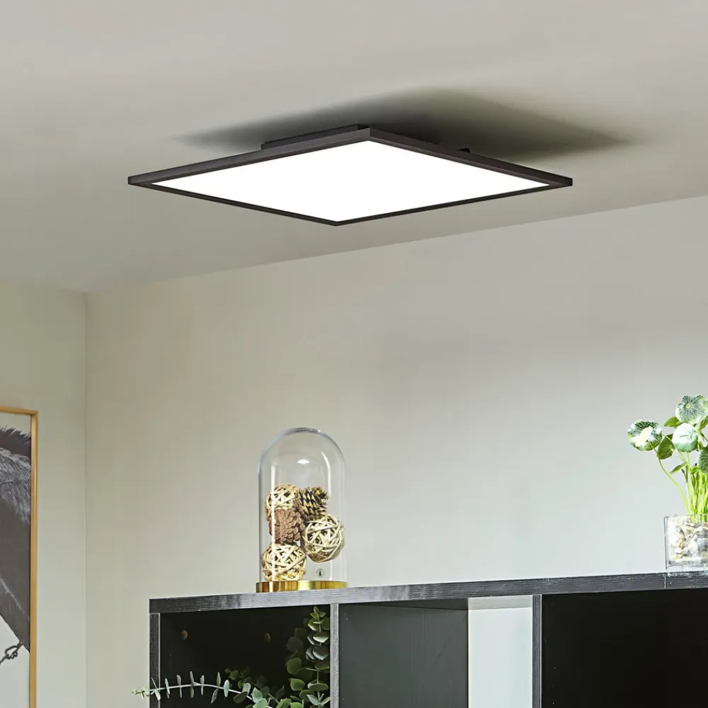 LED-panel Lamin, sort, 40 cm, CCT, dæmpbar, fjernbetjening^Lindby Online