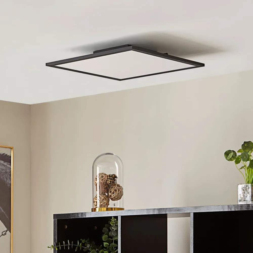 LED-panel Lamin, sort, 40 cm, CCT, dæmpbar, fjernbetjening^Lindby Online