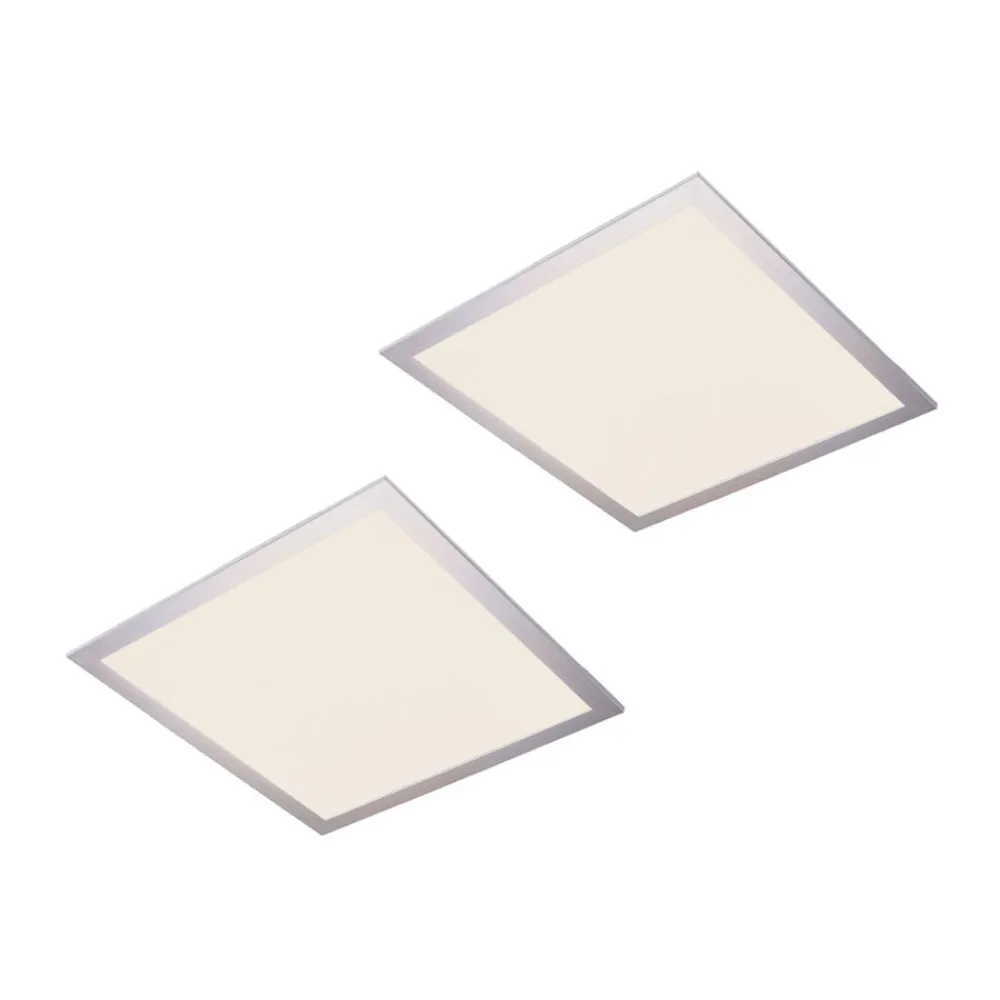 LED-panel Livel, sæt med 2, 4.000 K, 40 x 40 cm, sølv^Lindby Sale