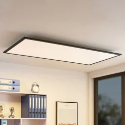 Lindby LED-panel Nelios, 120 x 60 cm, 4000K, sort, metal