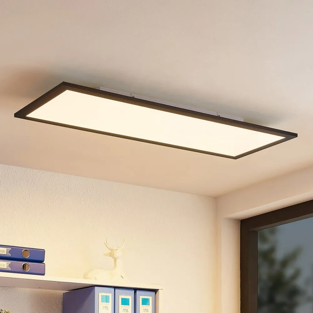 Lindby Arbejdsrum/Kontor|Gang>LED-panel Nelios, 80 x 30 cm, 4.000K, sort, metal