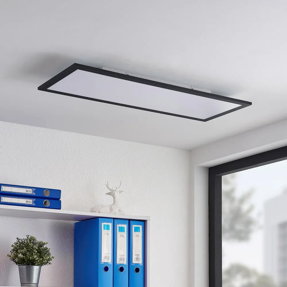Lindby Arbejdsrum/Kontor|Gang>LED-panel Nelios, 80 x 30 cm, 4.000K, sort, metal
