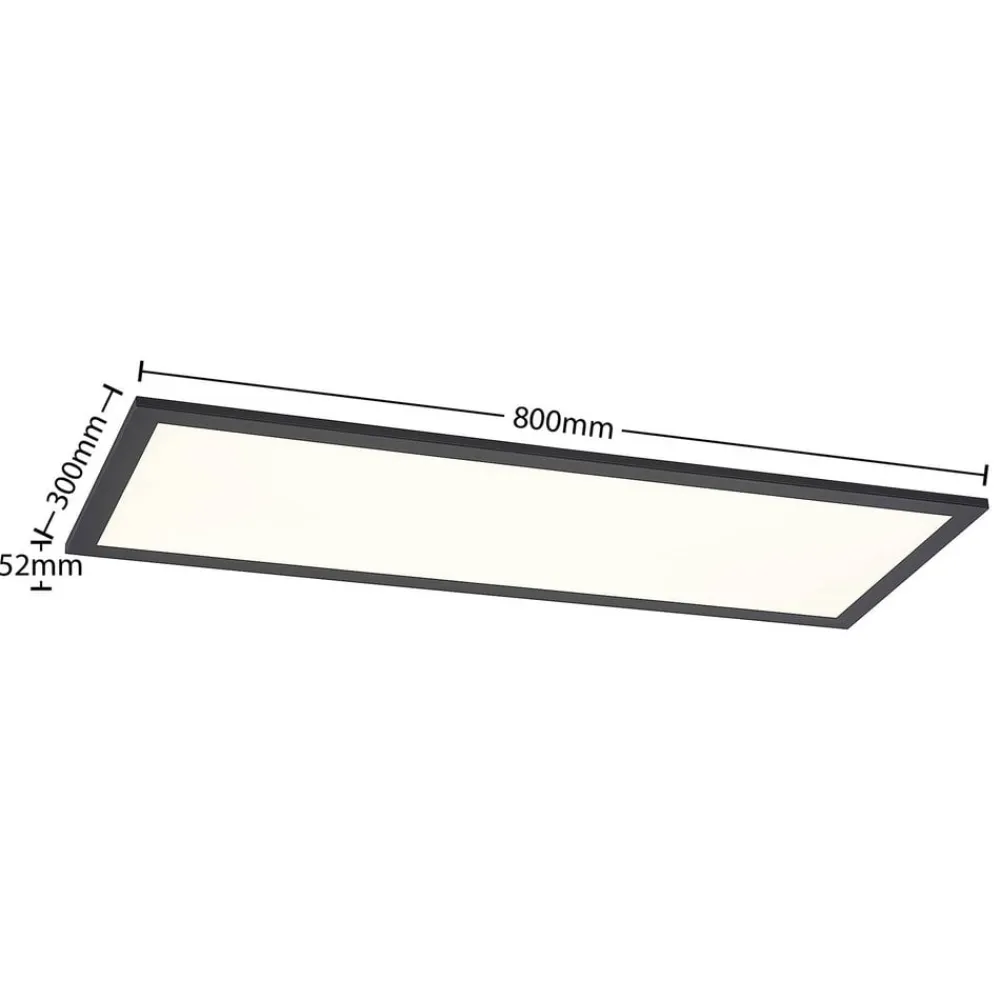 Lindby Arbejdsrum/Kontor|Gang>LED-panel Nelios, 80 x 30 cm, 4.000K, sort, metal