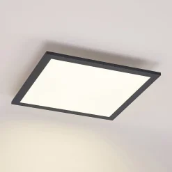 Lindby LED-panel Nelios, 40 x 40 cm, 4.000K, sort, metal