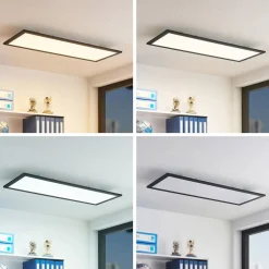 Lindby Arbejdsrum/Kontor|Gang>LED-panel Nelios, 80 x 30 cm, CCT, sort, metal