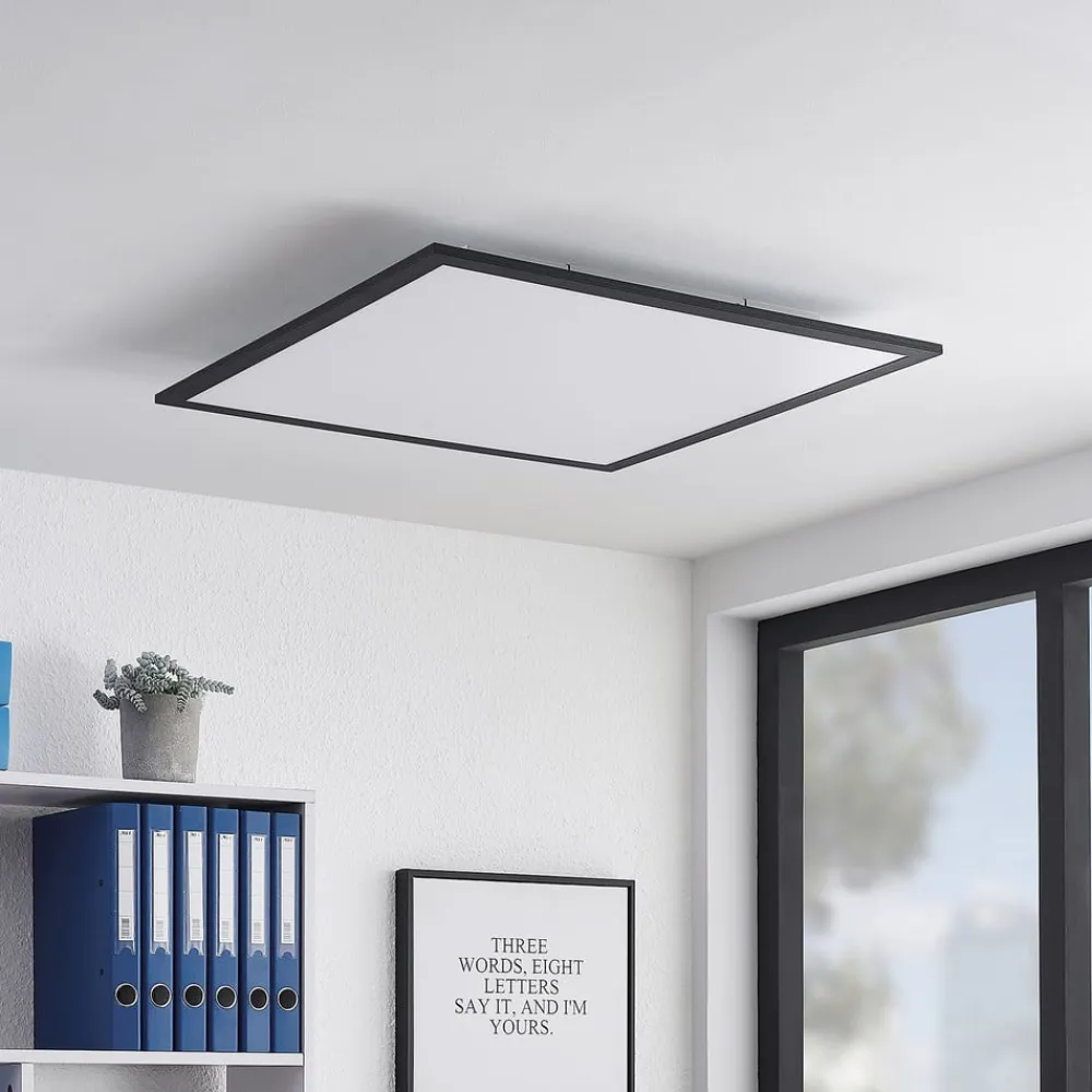 Lindby Loftlamper|Loftlamper>LED-panel Nelios, 62 x 62 cm, 4.000K, sort, metal