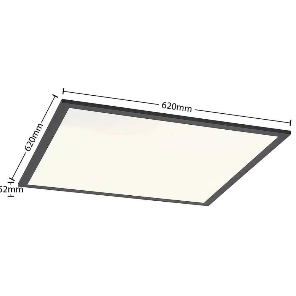 Lindby Loftlamper|Loftlamper>LED-panel Nelios, 62 x 62 cm, 4.000K, sort, metal