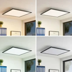 Lindby Arbejdsrum/Kontor|Loftlamper>LED-panel Nelios, 62 x 62 cm, CCT, sort, metal