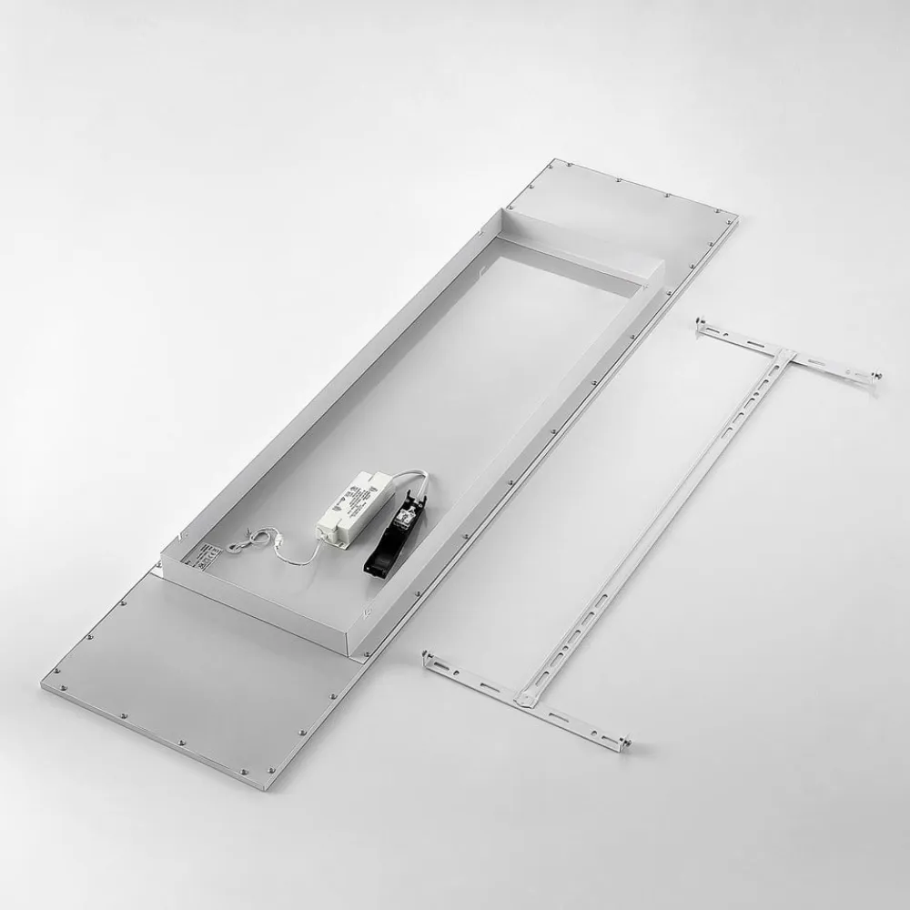 Lindby LED-panel Quais, 30 x 120 cm, hvid, aluminium, 4.000K