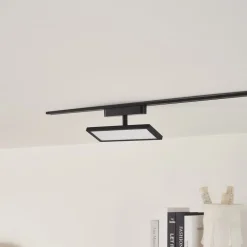 Lindby LED-panel 48V Lumaro, sort, aluminium, længde 20 cm, dæmpbar