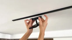 Lindby LED-panel 48V Lumaro, sort, aluminium, længde 20 cm, dæmpbar