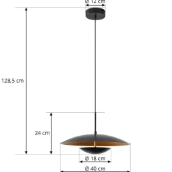 Lindby LED-pendel Tiama, metal, sort/guld, Ø 40 cm