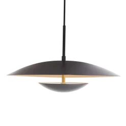 Lindby LED-pendel Tiama, metal, sort/guld, Ø 40 cm