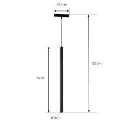 Lindby LED-pendellampe Lumaro, sort, Ø3cm,aluminium,48V,dæmpbar