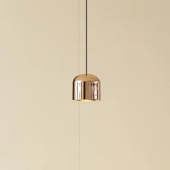 Lindby LED-pendellampe Lumaro, guld, Ø 8 cm, aluminium, 48V, dæmpbar