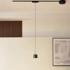 LED-pendellampe Lumaro,sort,Ø8,2cm,aluminium,48V,dæmpbar^Lindby Sale