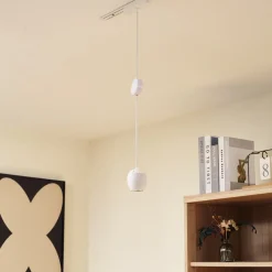 Lindby LED-pendellampe Lumaro, hvid, Ø 6,2 cm, 48V, dæmpbar