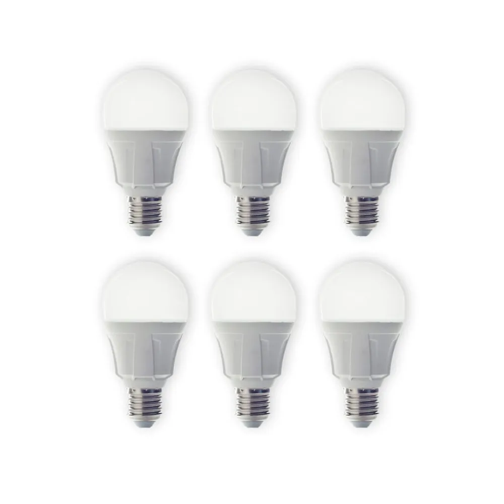 LED-pære, sæt med 6 stk, E27, 8,5 W, mat, 3.000 K^Lindby Online
