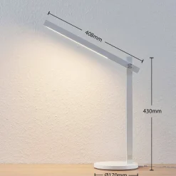 LED-skrivebordslampe Loretta, højde 43 cm, hvid, CCT^Lindby Clearance