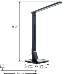 LED-skrivebordslampe Eleni, sort, CCT, dæmpbar^Lindby Online