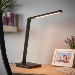 LED-skrivebordslampe Kuno, sort, USB, touchdæmper^Lindby Sale