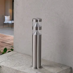 Lindby LED-sokkellampe Lanea, 40 cm, grå, stål, IP44