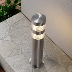 Lindby LED-sokkellampe Lanea, 40 cm, grå, stål, IP44