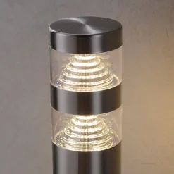 Lindby LED-sokkellampe Lanea, 40 cm, grå, stål, IP44