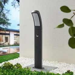 Lindby Sokkellamper Med Sensor|Gadebelysning Med Sensor>LED-sokkellampe Moshe, 60 cm, antracit, sensor