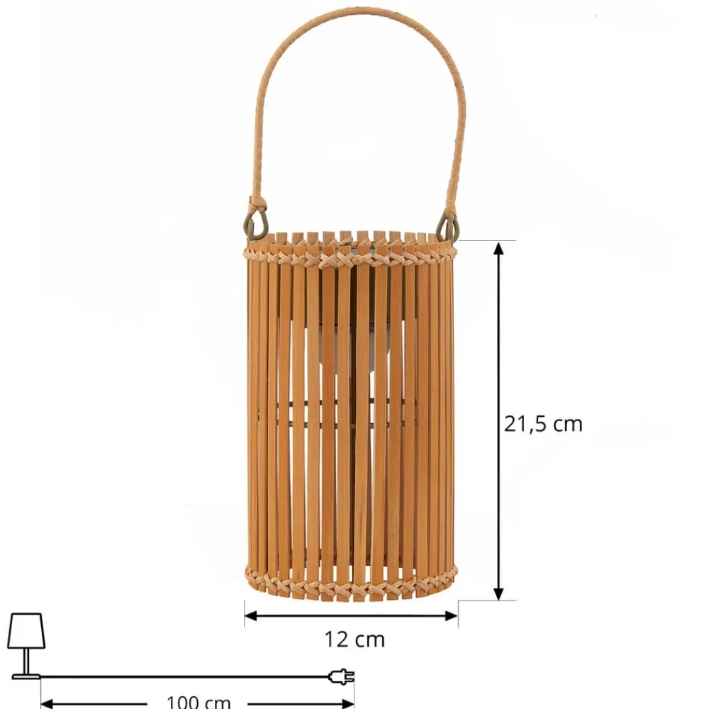 LED-solcellebordlampe Amaria, bambus, Ø 12 cm^Lindby Discount