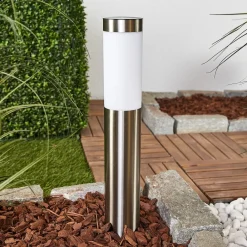 Lindby LED-solcellelampe Aleeza, 61 cm, stål, jordspyd