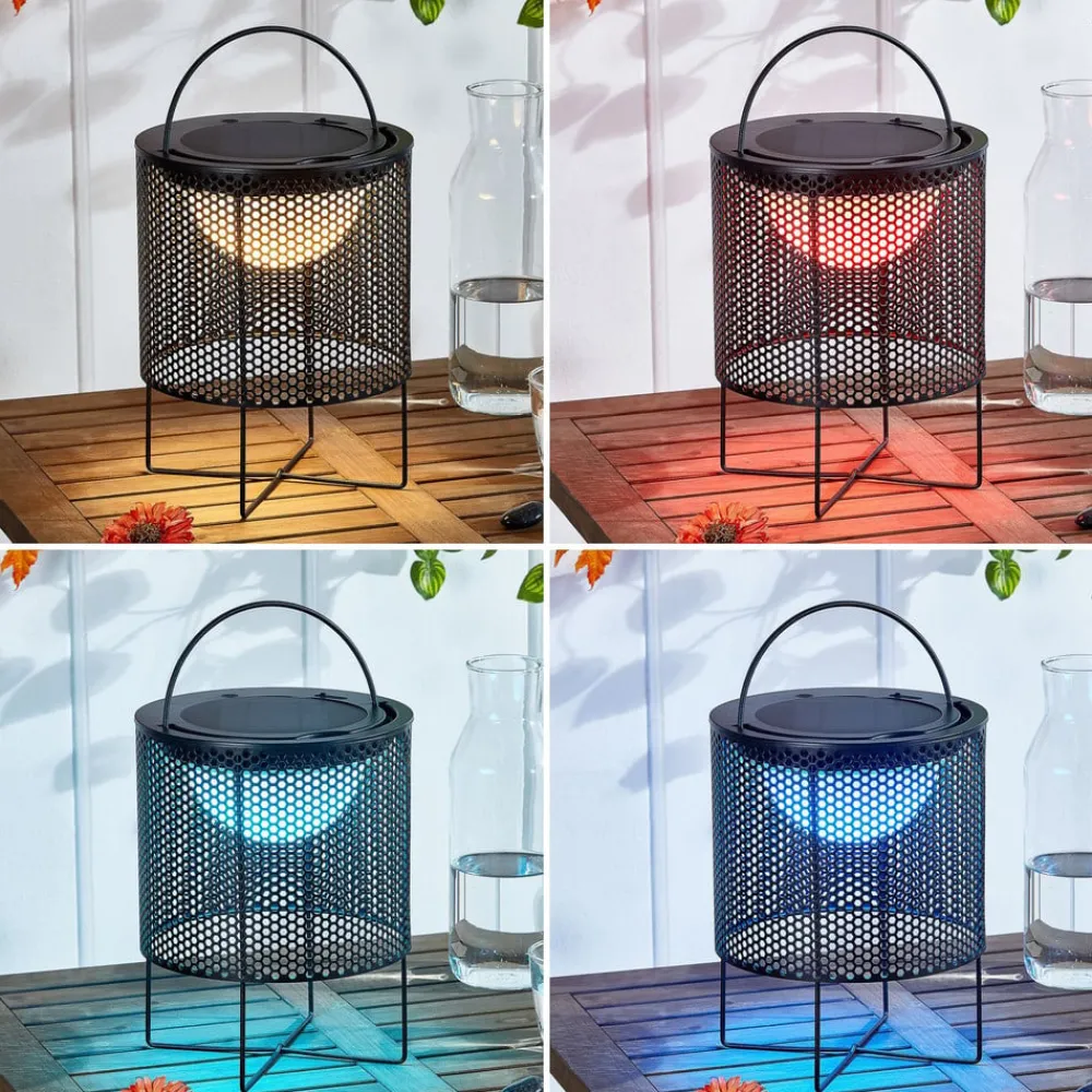 LED-solcellelampe Achilleas, RGBW, sort^Lindby Hot