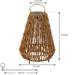 Lindby LED-solcellelampe Amaria, rattan, lys, Ø 27 cm