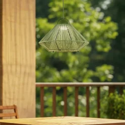 Lindby LED-solcellelampe Austas, grøn, Ø 50 cm, USB, IP54