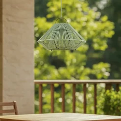 Lindby LED-solcellelampe Austas, grøn, Ø 50 cm, USB, IP54