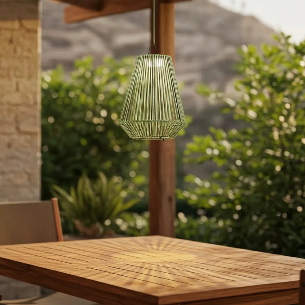 LED-solcellelampe Austas, grøn, Ø 32 cm, USB, IP54^Lindby Online