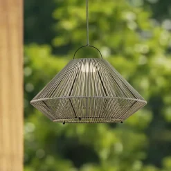 Lindby Udendørs Pendellamper|Solcellelamper>LED-solcellelampe Austas, grå, Ø 50 cm, USB, IP54