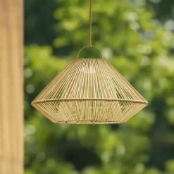 Lindby LED-solcellelampe Austas, beige, Ø 50 cm, USB, IP54