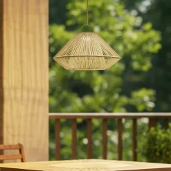 Lindby LED-solcellelampe Austas, beige, Ø 50 cm, USB, IP54