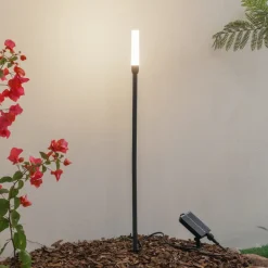 LED-solcellelampe Balian, sort, aluminium, 3.000 K^Lindby Online