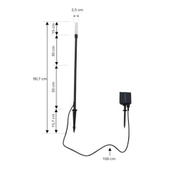 LED-solcellelampe Balian, sort, aluminium, 3.000 K^Lindby Online