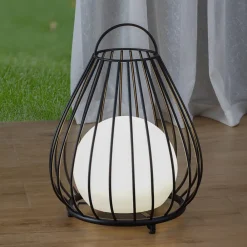 Lindby LED-solcellelampe Kelda, sort, metal, 38 cm, dæmpbar.