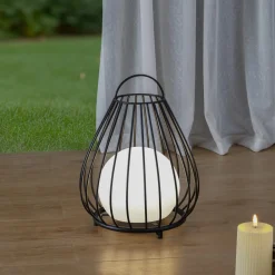 Lindby LED-solcellelampe Kelda, sort, metal, 38 cm, dæmpbar.