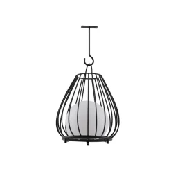 Lindby LED-solcellelampe Kelda, sort, metal, 38 cm, dæmpbar.