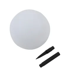 LED-solcellelampe Lago, Ø 30 cm, kugle, jordspyd, hvid^Lindby Discount