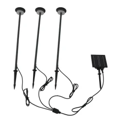 LED-solcellelampe Lyris, sæt med 3, sort, aluminium, 3.000K^Lindby