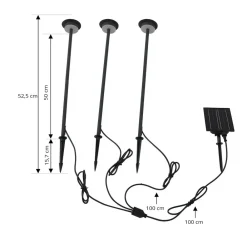 LED-solcellelampe Lyris, sæt med 3, sort, aluminium, 3.000K^Lindby